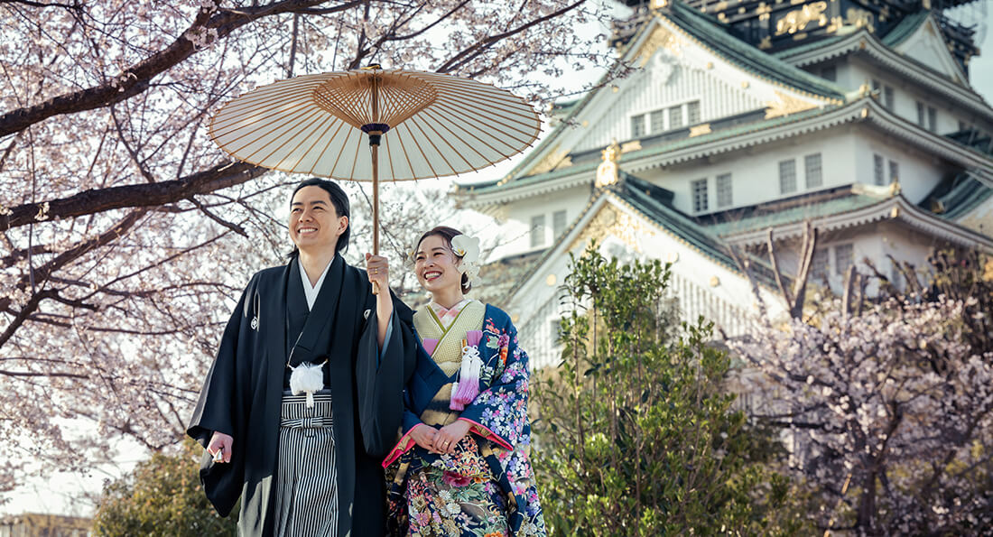 【和装｜春限定!3月26日∼4月4日】大阪城の広大なロケーションで満開の桜と撮影する限定プラン